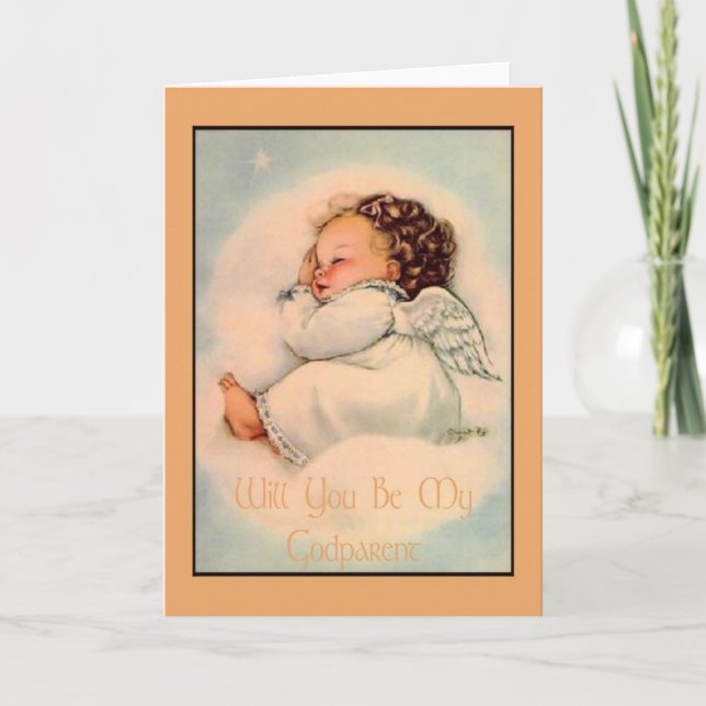 Kommer du att bli mitt Godförälder-kort? Inbjudan (Framsida)