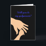 Kommer du att bli mitt gudföräldrakort i blått inbjudan<br><div class="desc">En perfekt till ge när du ber den speciella personen att bli dina gudföräldrar.</div>