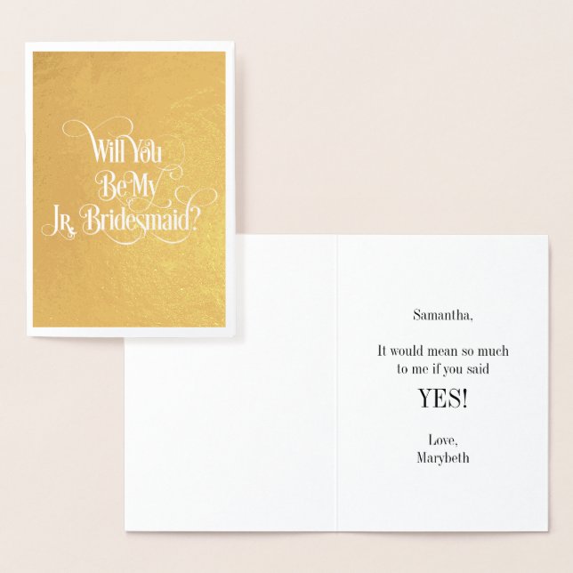 Kommer du att bli mitt Jr Bridesmaid-guldkort? Folierat Kort (Display)