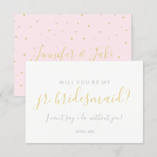 Kommer du att bli mitt Jr.Bridesmd-kort - Guld Dot Inbjudningar