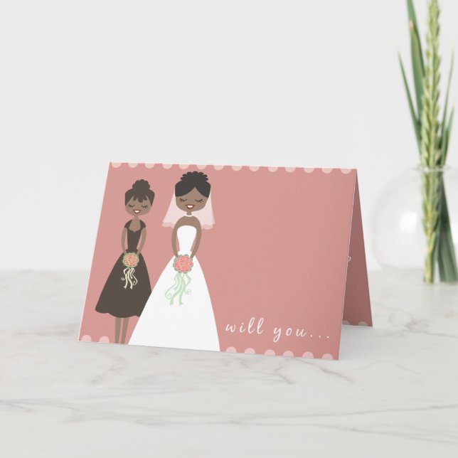 Kommer du att bli mitt Maid of honor-hälsningskort Inbjudan (Framsida)