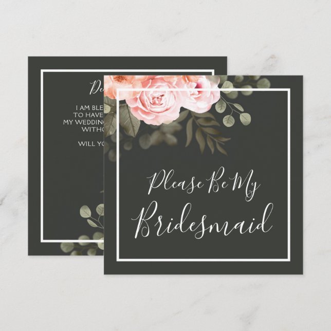 Kommer du att bli mitt Rosa-kort för Elegant Blomm Inbjudningar (Fram/baksida)