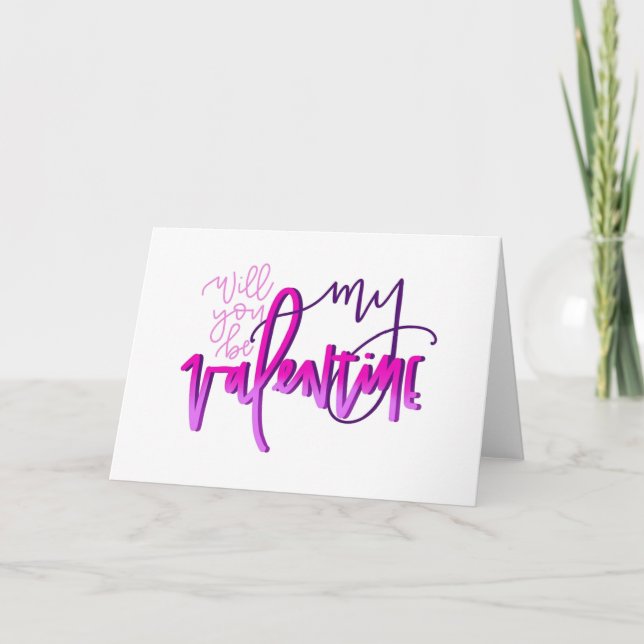 Kommer du att bli mitt Valentine Calligraphy Card Helgkort (Framsida)
