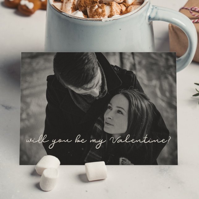 Kommer du att bli mitt Valentine-fotokort? Julkort (Skapare uppladdad)