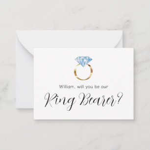 Kommer du att bli vår Ring Bearer Diamond Bröllop  Anteckningskort