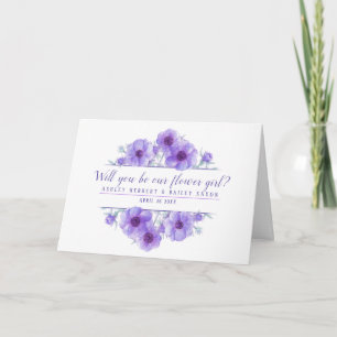 Kommer du att bli vårt lila-kort för blommflicka inbjudan