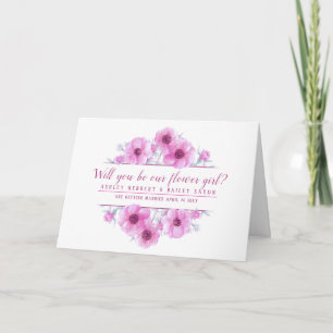 Kommer du att bli vårt rosa blommor-kort? inbjudan