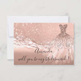 Kommer du att bridesmaid Glitter Ocean Ro Guld Inbjudningar