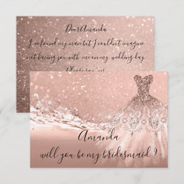 Kommer du att bridesmaid Glitter Ocean Ro Guld Inbjudningar