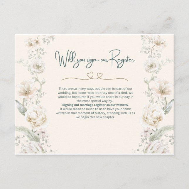 Kommer du att skriva under vårt register - Frieri Vykort (Framsida)