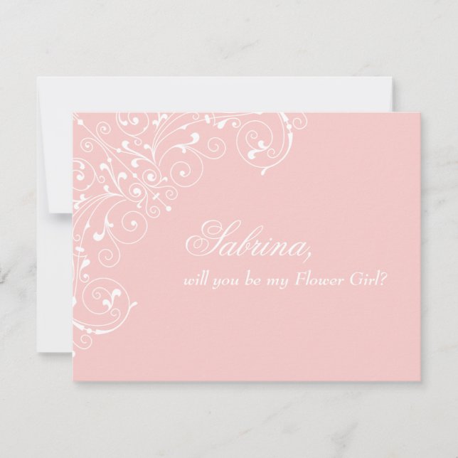 Kommer du att vara Flower Girl Delikat Rosa ? Inbjudningar (Framsida)