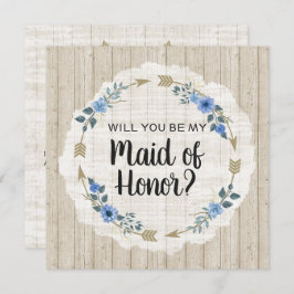 Kommer du att vara Maid of honor Rustic Boho Arrow Inbjudningar