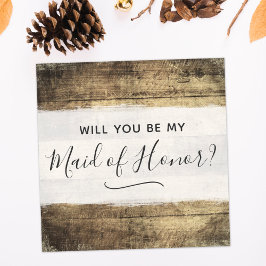 Kommer du att vara Maid of honor Rustic Wood Farm Inbjudningar