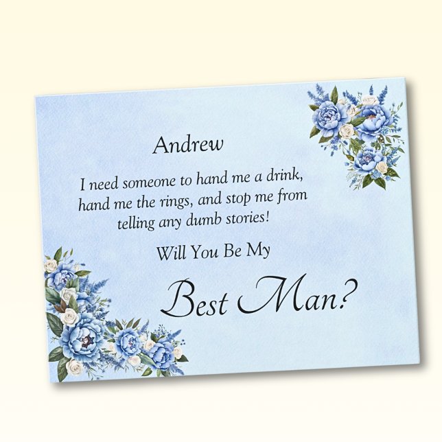 Kommer du att vara min bäste man? Blue Peony Card (Skapare uppladdad)