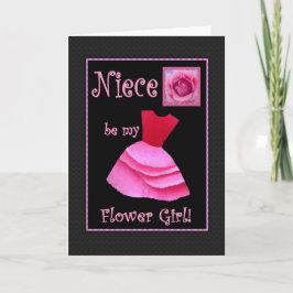 Kommer du att vara min blomma flicka? Rosa Dress Inbjudan