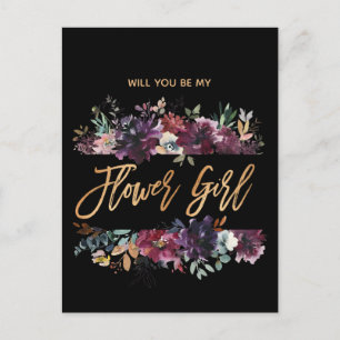 Kommer Du Att Vara Min Blomsterflicka Burgunder Ma Inbjudan Vykort