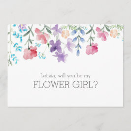 Kommer Du Att Vara Min Blomsterflicka Färgglad Blo Inbjudningar