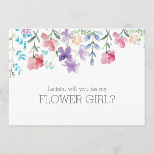 Kommer Du Att Vara Min Blomsterflicka Färgglad Blo Inbjudningar