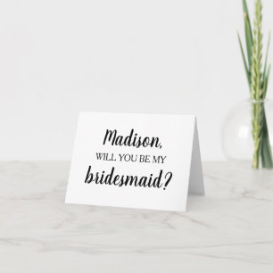 Kommer du att vara min Bridesmaid Brudens sida Fri Tack Kort