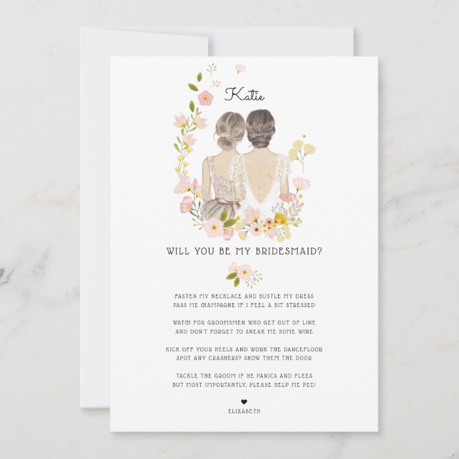 Kommer du att vara min Bridesmaid/Maid of honor Fr Inbjudningar (Framsida)