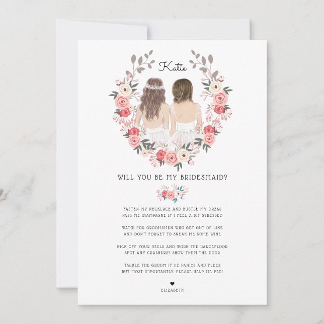 Kommer du att vara min Bridesmaid/Maid of honor Fr Inbjudningar (Framsida)