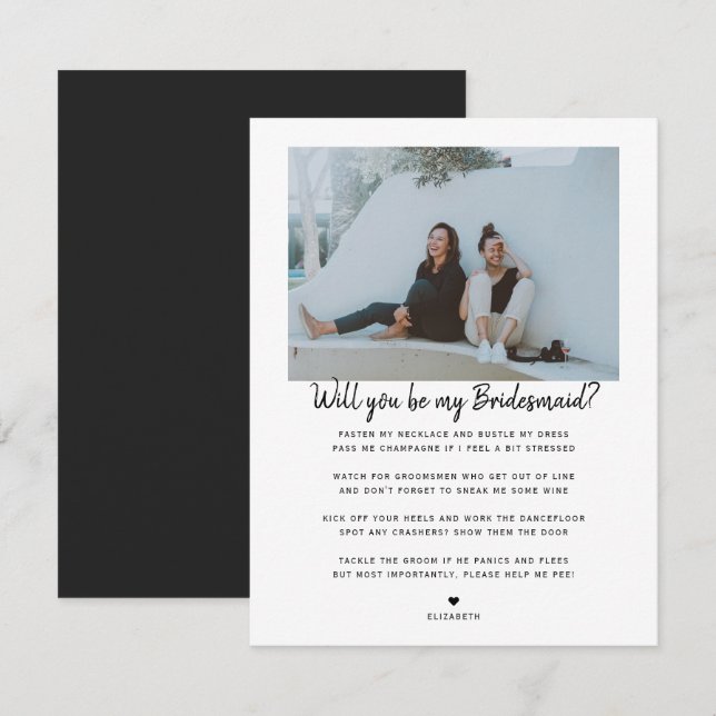 Kommer du att vara min Bridesmaid/Maid of honor Fr Meddelande (Fram/baksida)