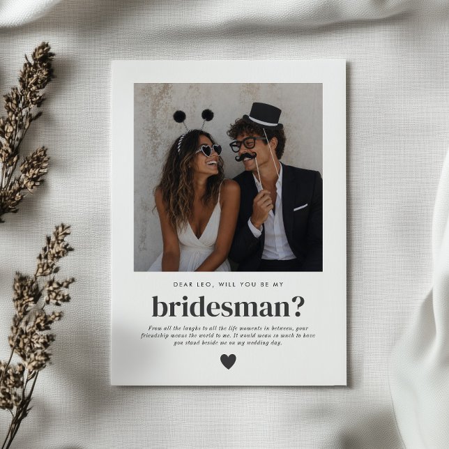 Kommer Du Att Vara Min Bröllesman Foto Förslag Inbjudningar (Zazzle Will You Be My Bridesman Photo Proposal Invitation)