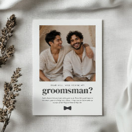 Kommer Du Att Vara Min Bröllopsman Foto Förslag Inbjudningar