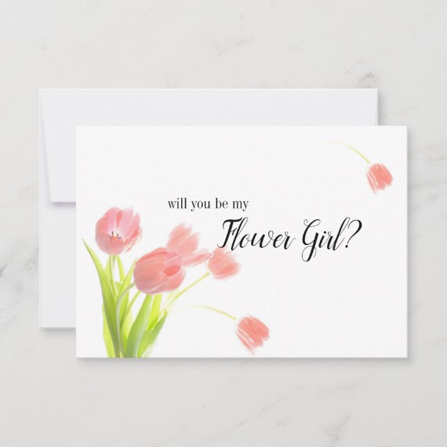 Kommer Du Att Vara Min Brudtärna Mjuka Rosa Tulpan (Framsida)