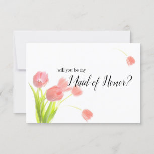 Kommer Du Att Vara Min Brudtjänare Mjuka Rosa Tulp