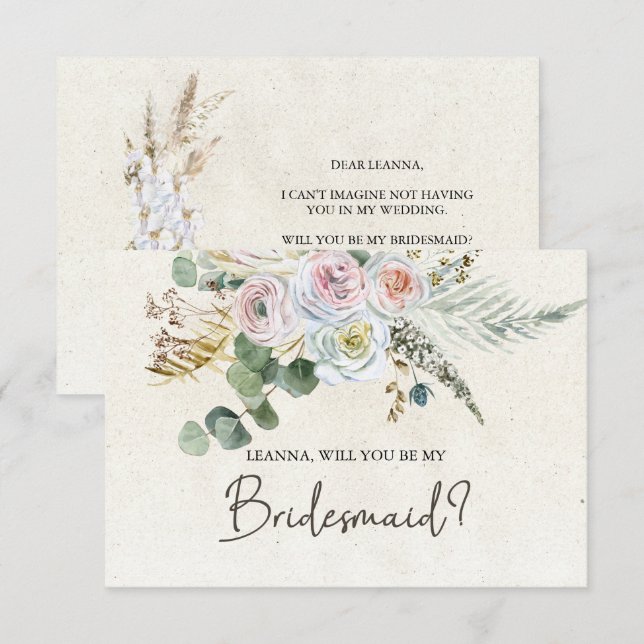 Kommer Du Att Vara Min Brudtjänst Pastell Boho Neu (Fram/baksida)