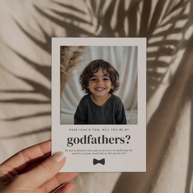Kommer Du Att Vara Min Fadder Foto Förslag Inbjudningar (Zazzle Will You Be My Godfathers Photo Proposal Invitation)