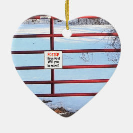 Kommer du att vara min? Farm Grind Valentine Julgransprydnad Keramik