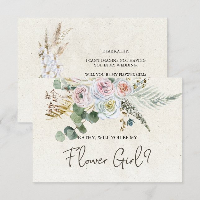 Kommer Du Att Vara Min Floristflicka Pastell Boho  (Fram/baksida)