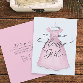 Kommer du att vara min Flower Girl Frieri Söt Rosa Kort