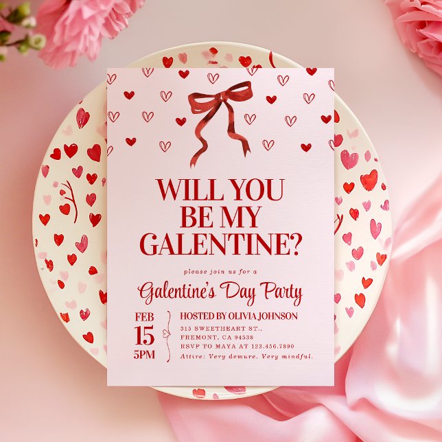 Kommer du att vara min Galentine? Galentinens dag  Inbjudningar (Skapare uppladdad)