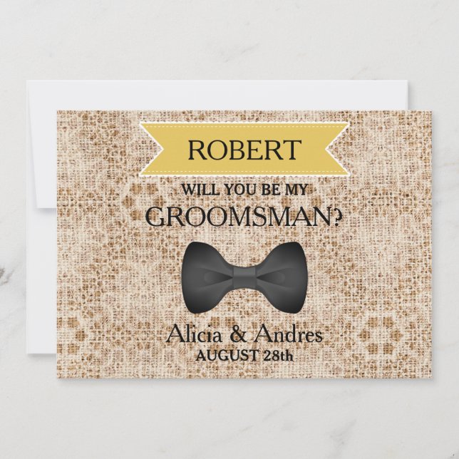 Kommer du att vara min Groomsman med Bow? Inbjudningar (Framsida)