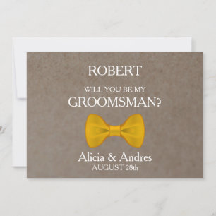 Kommer du att vara min Groomsman med Guld Bow? Inbjudningar