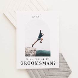 Kommer du att vara min groomsman Minimalistisk mod Vykort