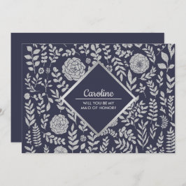 Kommer du att vara min Maid of honor? Blå Silver Inbjudningar
