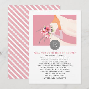 Kommer du att vara min Maid of honor? Bride Silhou Inbjudningar