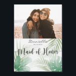 Kommer du att vara min Maid of honor Bröllop Frier Magnetisk Inbjudningskort<br><div class="desc">Den här elegantens tropiska utformning gör att perfekten maid of honor frieri kort. Med en "trendpinne"-palett i grönt färg kommer detta kort att komplettera er speciella händelse. Allt du behöver göra är att lägga till ditt eget foto och namn och du har skapat din unika stationära dator.</div>