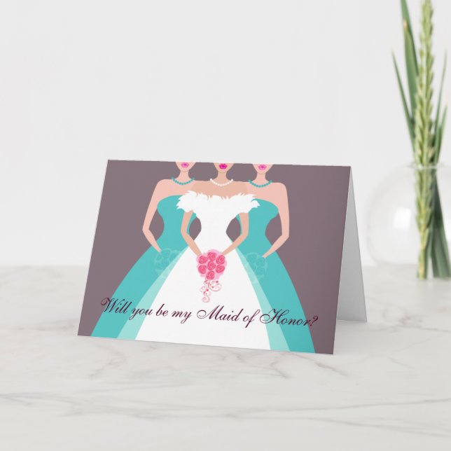 Kommer du att vara min Maid of honor? Brudens sida Inbjudan (Framsida)