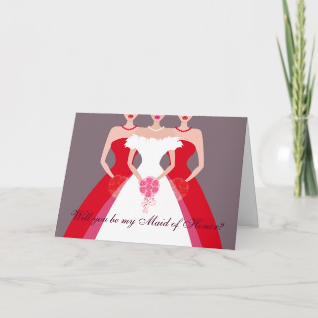 Kommer du att vara min Maid of honor? Brudens sida Inbjudan (Framsida)