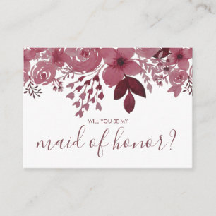 Kommer du att vara min Maid of honor Burgundy-Blom Tilläggskort