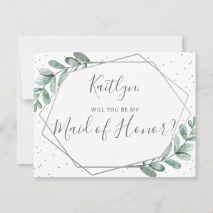 Kommer du att vara min Maid of honor-eukalyptus-ge