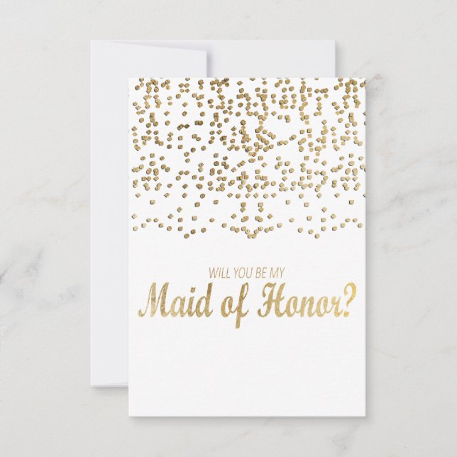 "Kommer du att vara min Maid of honor?" Faux Guld  Inbjudningar (Framsida)