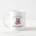 Kommer du att vara min maid of honor Frieri? Kaffemugg<br><div class="desc">Överraska din **best vän** eller **syster** med ett hjärtligt hjärta och elegant **Maid of honor** frieri att du använder den här charmerande blommigten kaffe mugg! Med den känsliga vintagen rosa ros och det roterande manuset i skript är mugg det perfekt sättet att fråga, **"Kommer du att vara mitt Maid of...</div>