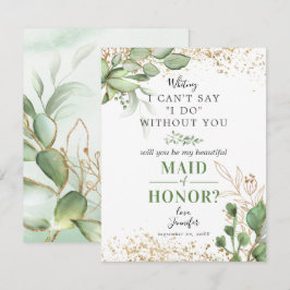 Kommer du att vara min Maid of honor | Greenery Gu Inbjudningar