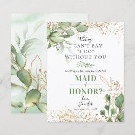 Kommer du att vara min Maid of honor | Greenery Gu Inbjudningar